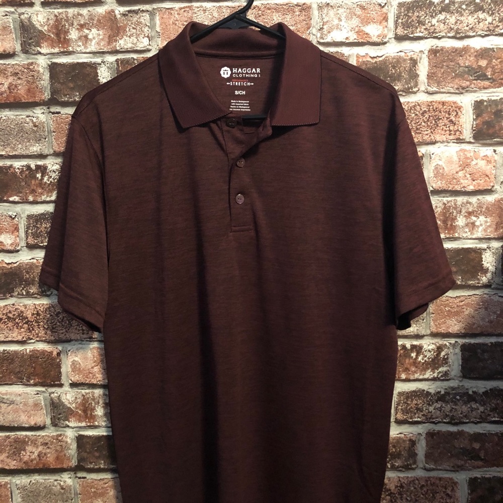 HAGGAR DARK RED POLO MENS SMALL